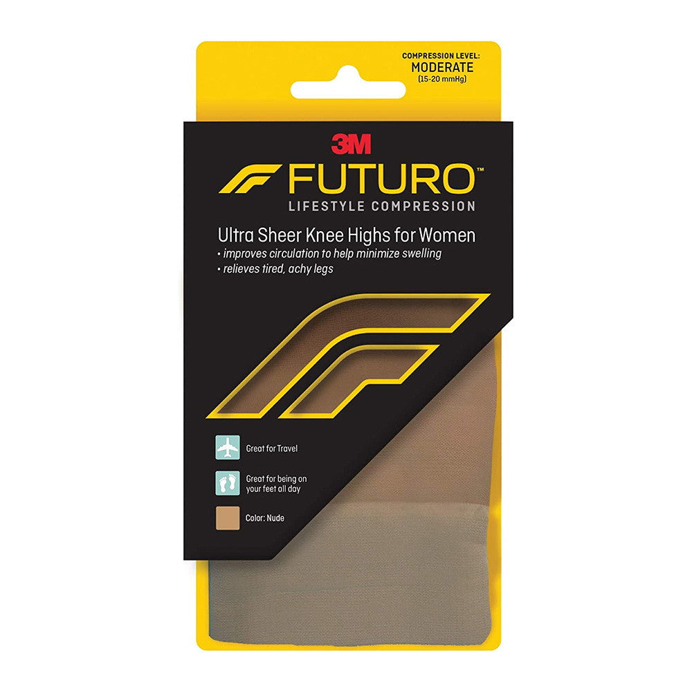 Futuro Beyond Support Ultra Sheer Knee Highs, Mild Compression, Nude, Medium - 1 Ea